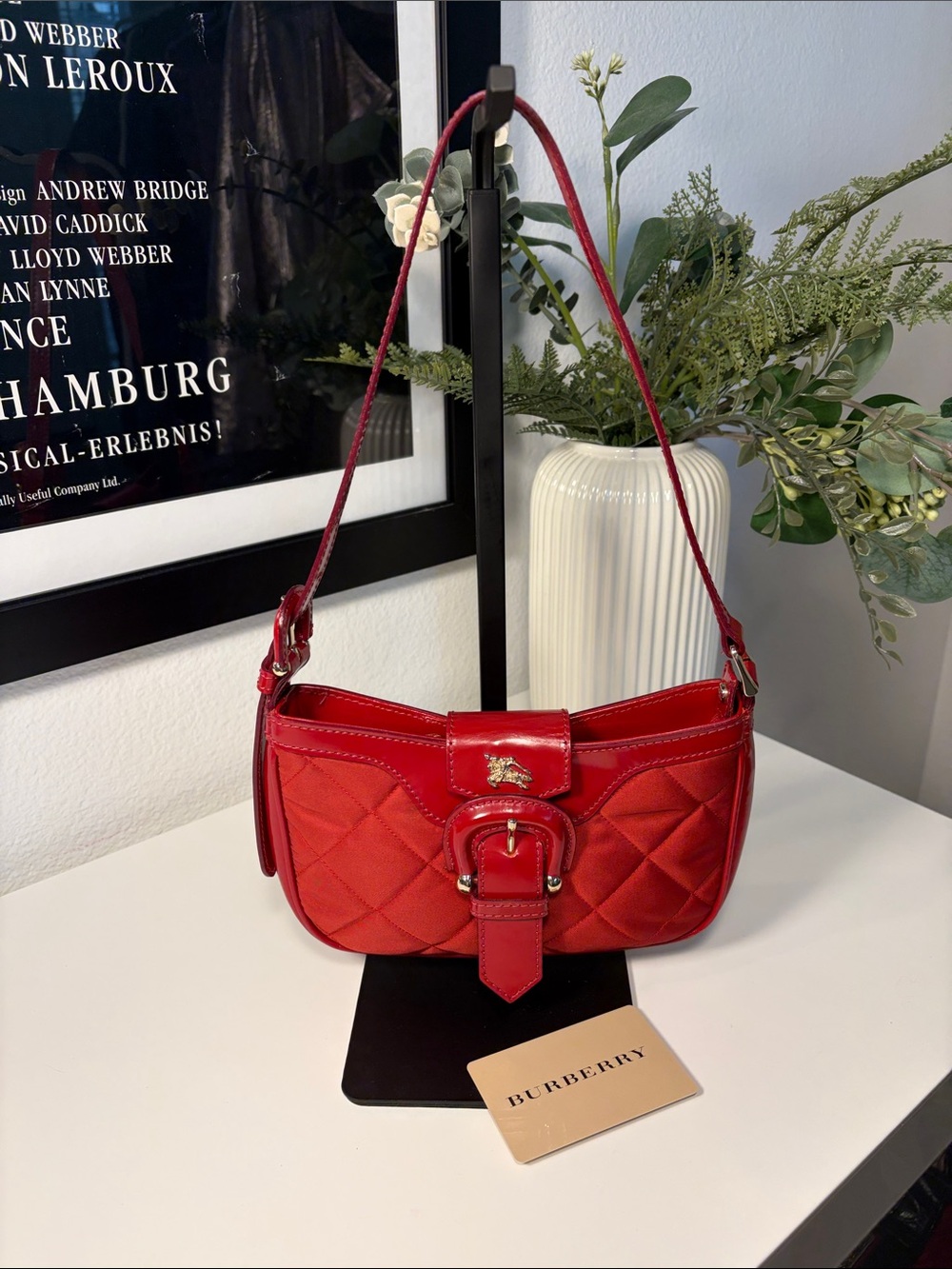 Burberry Sophie Small Diamond Quilted & Leather Trim Shoulder Bag